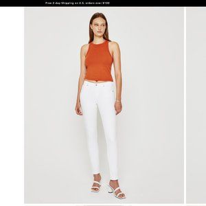 AG The Prima Mid-Rise Cigarette White Jeans